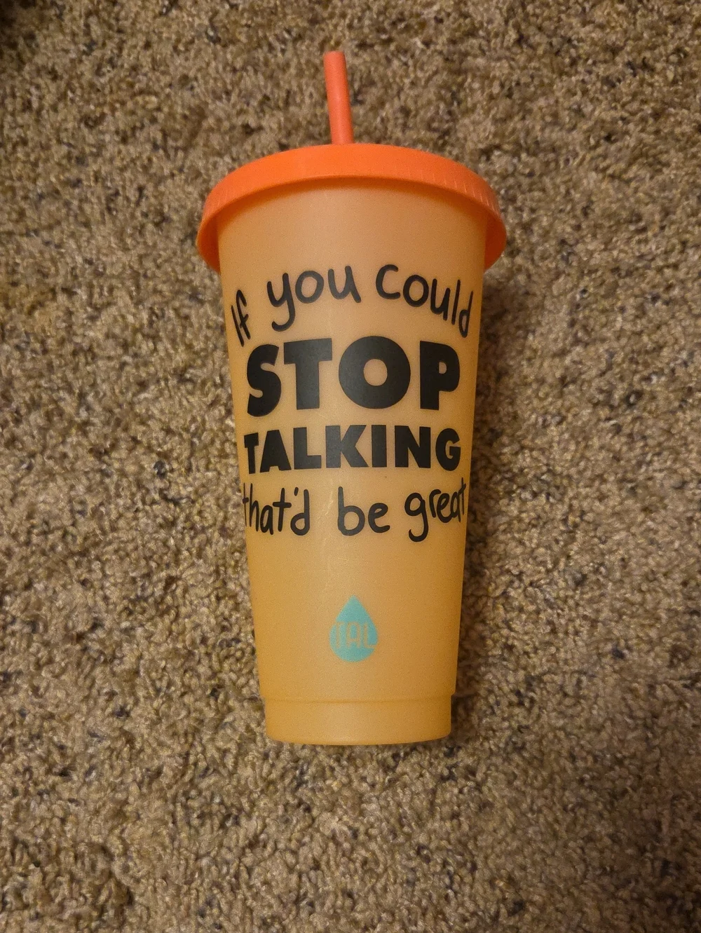 Orange Reusable Cup with Lid & Straw - 